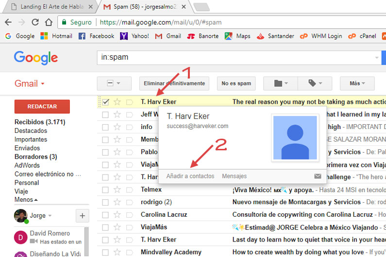 lista blanca de correos en gmail